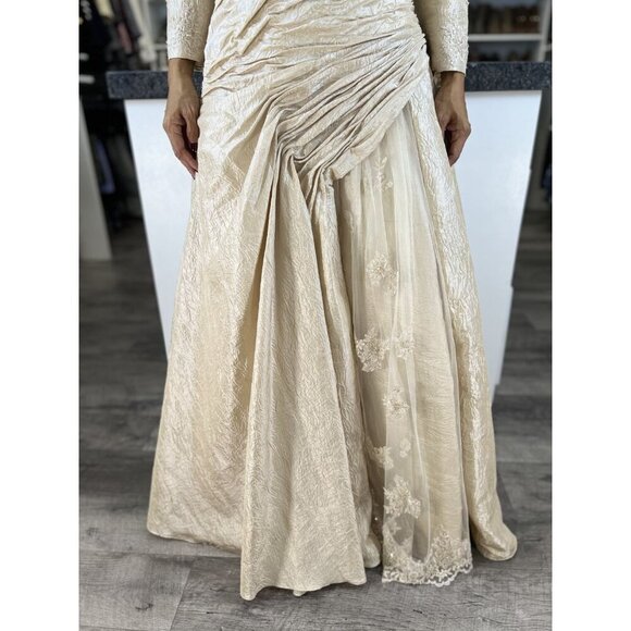 Rina di Montella Champagne Taffeta with Crop Jacket Formal Ball Gown $680 - Picture 4 of 12